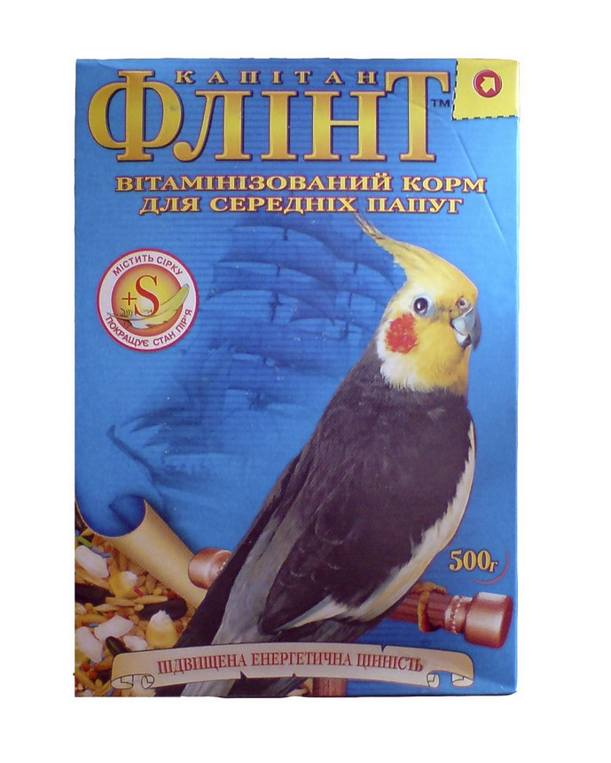 Флинт - корм для средних попугаев с йодом 500 гр